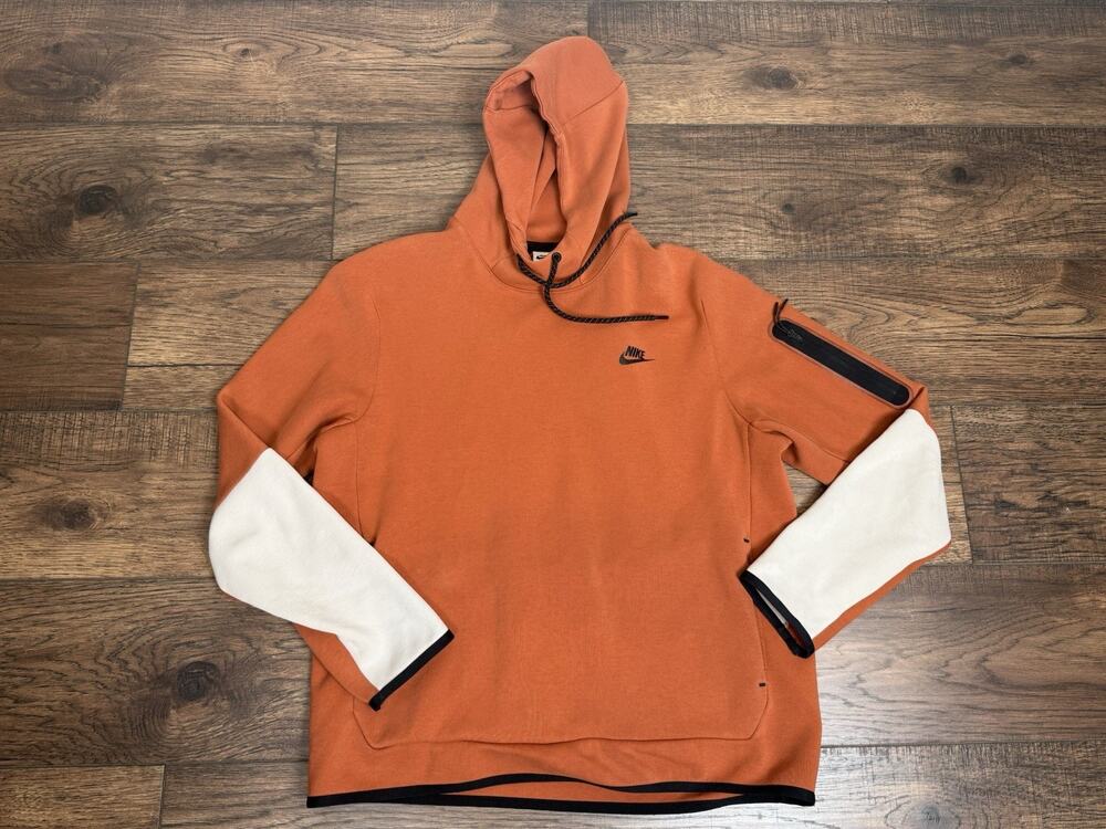 Nike Sportswear Tech Fleece Pullover Hoodie Sweatshirt Burnt Orange Men’s Large
